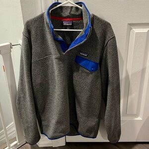 Patagonia synchilla men’s medium fleece 1/4 button up dark gray like new